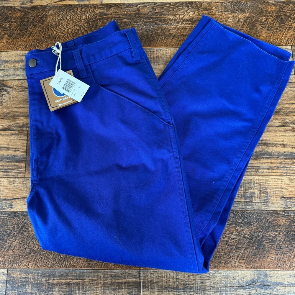 VAST Worker Chino Pants Royal Blue Size Large NWT Raw Hem Streetwear Skater‎